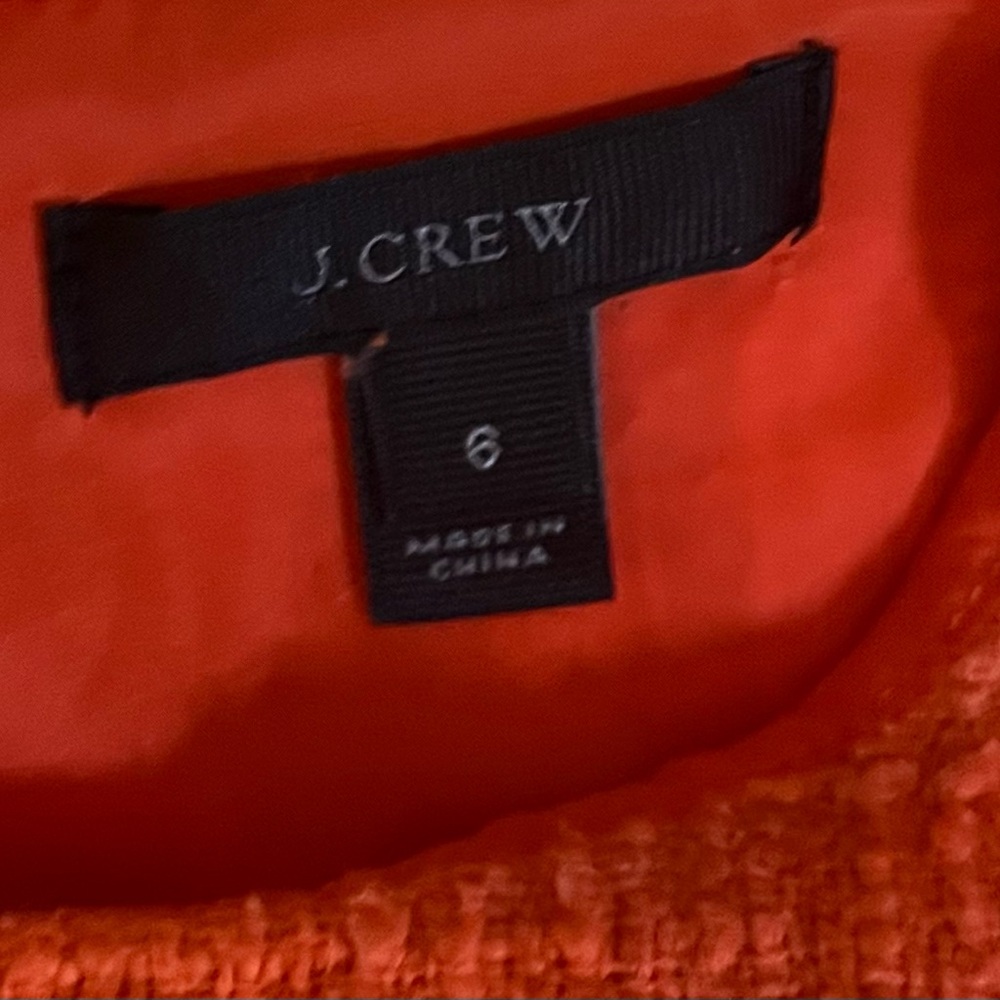 J. Crew Neon Persimmon Sheath Tweed Dress size 6 - Picture 12 of 14
